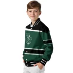personalized baylor bears stripe statement green black varsity jacket best selling