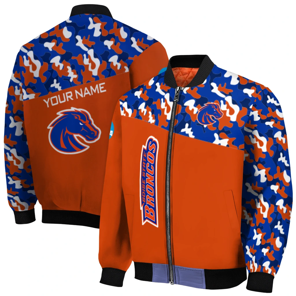 personalized boise state broncos camouflage splash orange bomber jacket best selling personalized boise state broncos camouflage splash orange bomber jacket best selling
