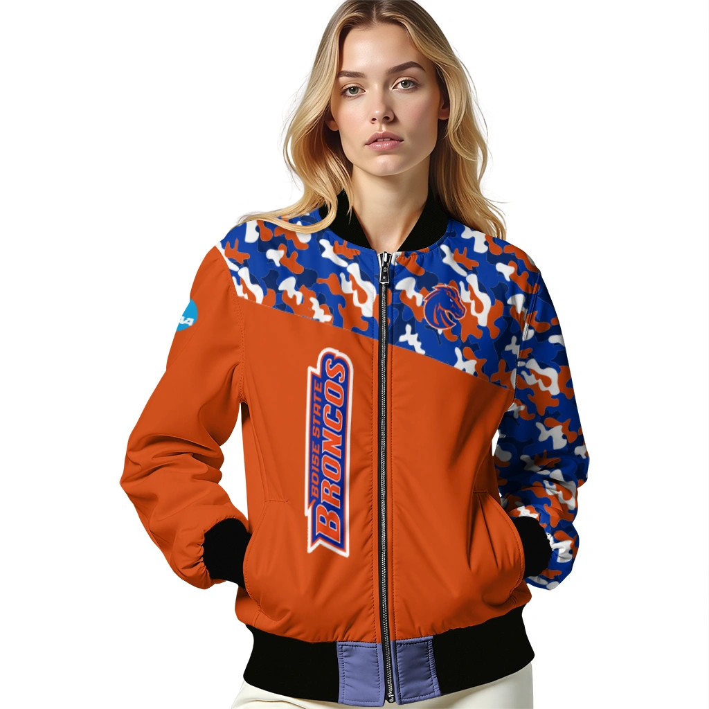 personalized boise state broncos camouflage splash orange bomber jacket latest model personalized boise state broncos camouflage splash orange bomber jacket latest model