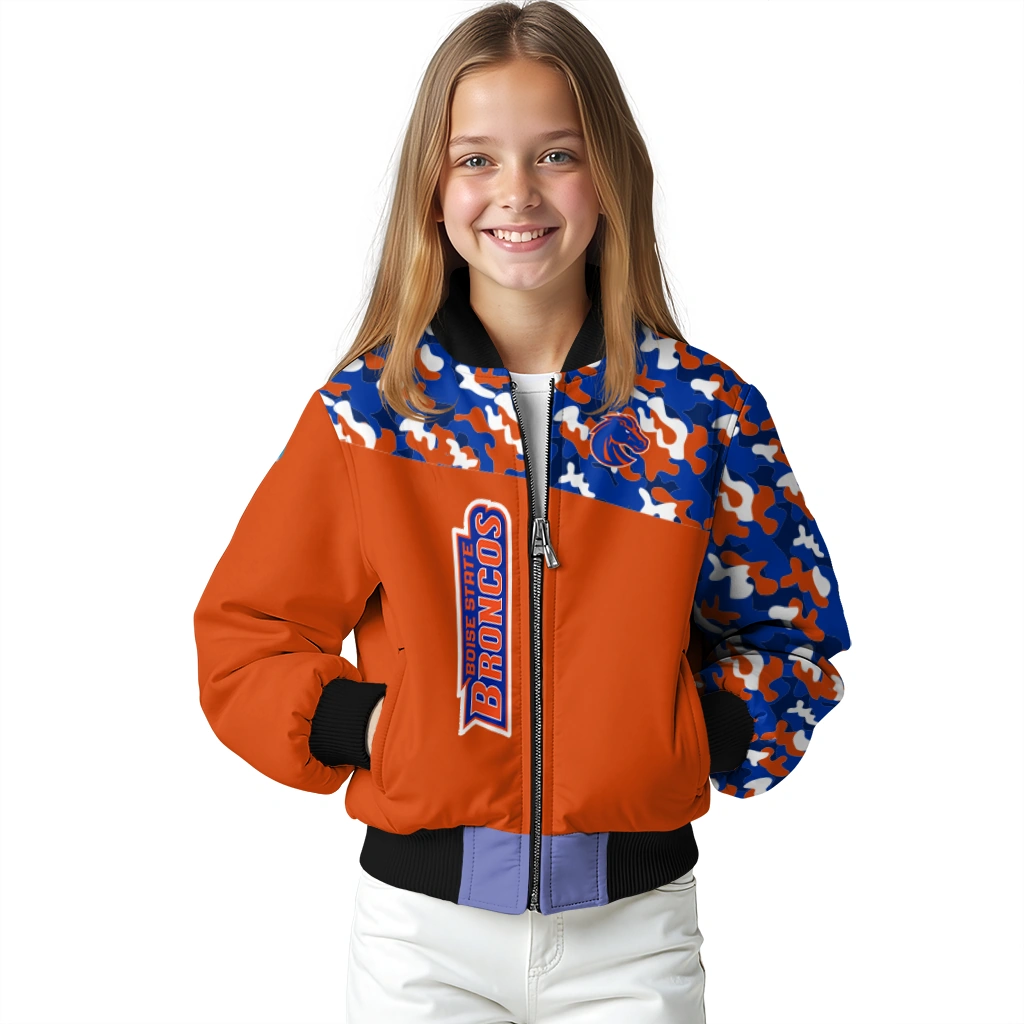 personalized boise state broncos camouflage splash orange bomber jacket top rated personalized boise state broncos camouflage splash orange bomber jacket top rated