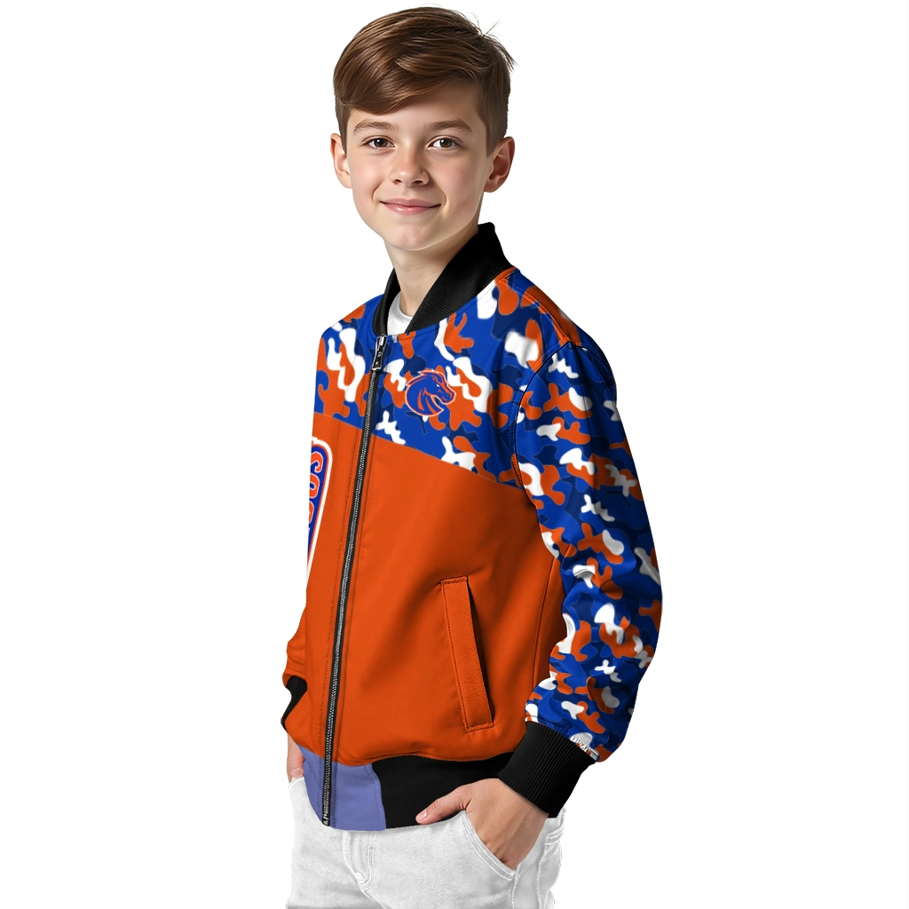 personalized boise state broncos camouflage splash orange bomber jacket trendy personalized boise state broncos camouflage splash orange bomber jacket trendy