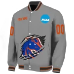 personalized boise state broncos feral slash grey varsity jacket best selling
