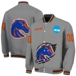 personalized boise state broncos feral slash grey varsity jacket best selling