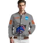 personalized boise state broncos feral slash grey varsity jacket best selling