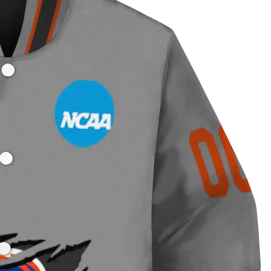 personalized boise state broncos feral slash grey varsity jacket premium grade personalized boise state broncos feral slash grey varsity jacket premium grade