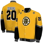 personalized boston bruins chevron style gold varsity jacket best selling