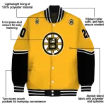 personalized boston bruins chevron style gold varsity jacket best selling