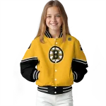 personalized boston bruins chevron style gold varsity jacket best selling