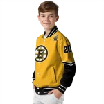 personalized boston bruins chevron style gold varsity jacket best selling