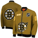 personalized boston bruins claw rip gold bomber jacket best selling