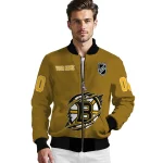personalized boston bruins claw rip gold bomber jacket best selling