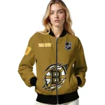 personalized boston bruins claw rip gold bomber jacket best selling