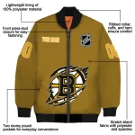 personalized boston bruins claw rip gold bomber jacket best selling