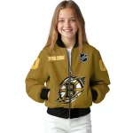 personalized boston bruins claw rip gold bomber jacket best selling