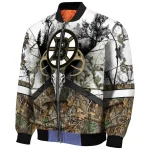 personalized boston bruins deer skull camouflage white bomber jacket best selling