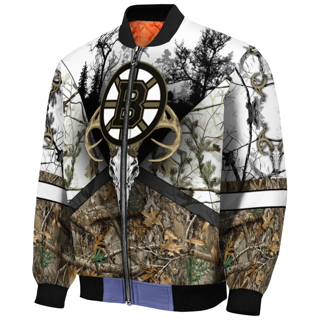 personalized boston bruins deer skull camouflage white bomber jacket fashion forward personalized boston bruins deer skull camouflage white bomber jacket fashion forward