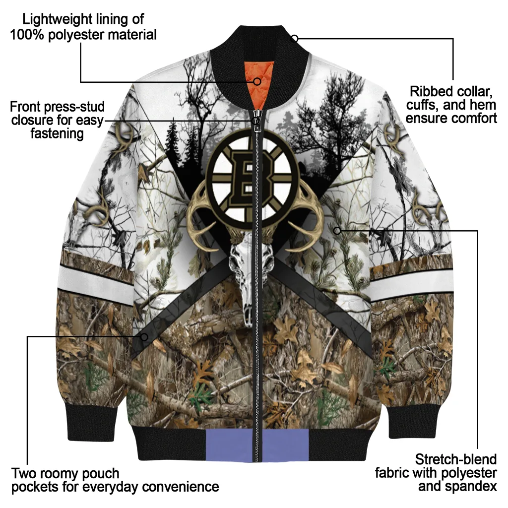 personalized boston bruins deer skull camouflage white bomber jacket new arrival personalized boston bruins deer skull camouflage white bomber jacket new arrival