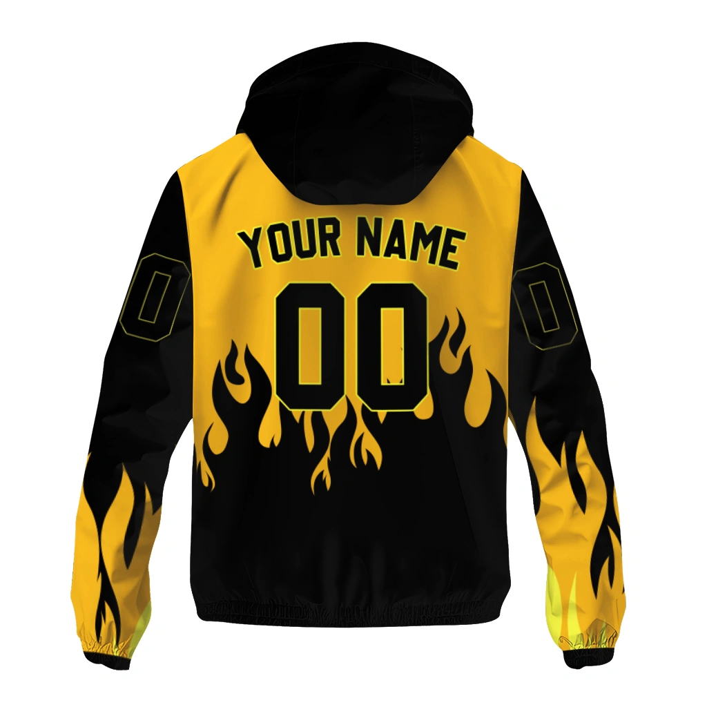 personalized boston bruins flame trim gold black windbreaker jacket fashion forward personalized boston bruins flame trim gold black windbreaker jacket fashion forward