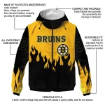 personalized boston bruins flame trim gold black windbreaker jacket best selling
