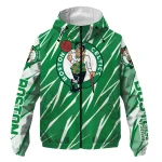 personalized boston celtics abstract streaks green windbreaker jacket best selling
