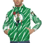 personalized boston celtics abstract streaks green windbreaker jacket best selling