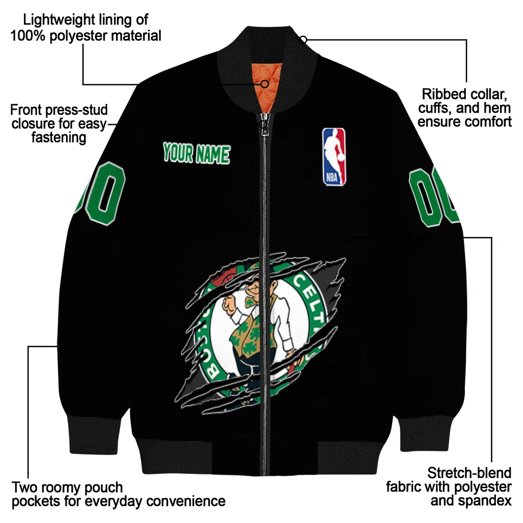 personalized boston celtics claw edge black bomber jacket new arrival personalized boston celtics claw edge black bomber jacket new arrival