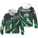 personalized boston celtics claw mesh green gray windbreaker jacket best selling