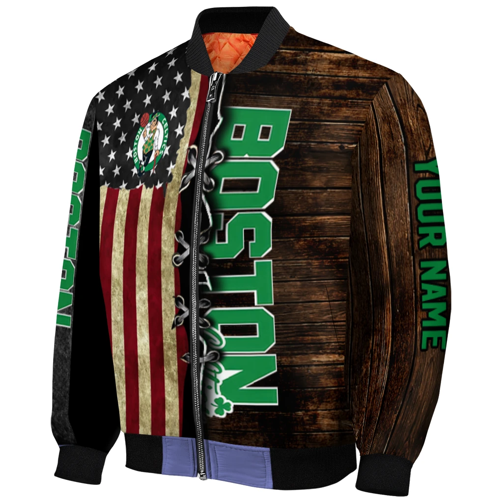personalized boston celtics flag wood brown bomber jacket fashion forward personalized boston celtics flag wood brown bomber jacket fashion forward