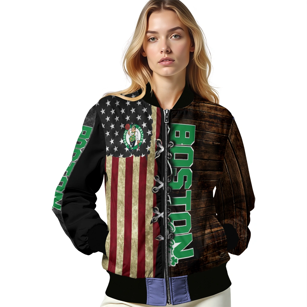 personalized boston celtics flag wood brown bomber jacket latest model personalized boston celtics flag wood brown bomber jacket latest model