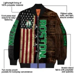 personalized boston celtics flag wood brown bomber jacket best selling
