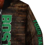 personalized boston celtics flag wood brown bomber jacket best selling