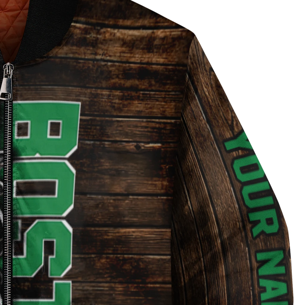 personalized boston celtics flag wood brown bomber jacket premium grade personalized boston celtics flag wood brown bomber jacket premium grade