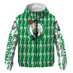 personalized boston celtics lightning strike grid green windbreaker jacket best selling