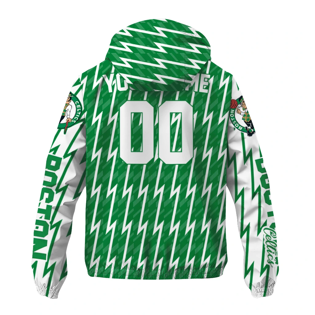 personalized boston celtics lightning strike grid green windbreaker jacket fashion forward personalized boston celtics lightning strike grid green windbreaker jacket fashion forward