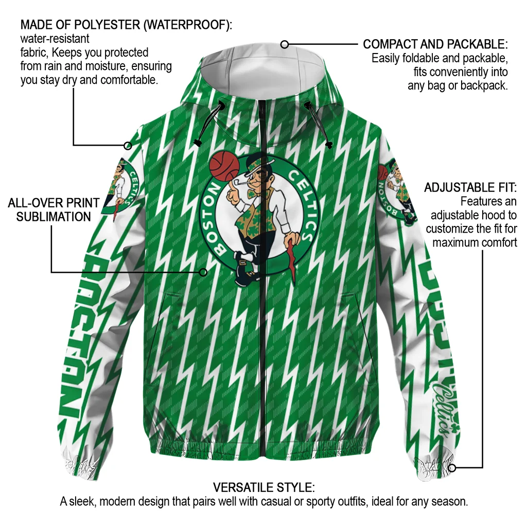 personalized boston celtics lightning strike grid green windbreaker jacket new arrival personalized boston celtics lightning strike grid green windbreaker jacket new arrival