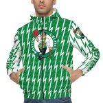 personalized boston celtics lightning strike grid green windbreaker jacket best selling