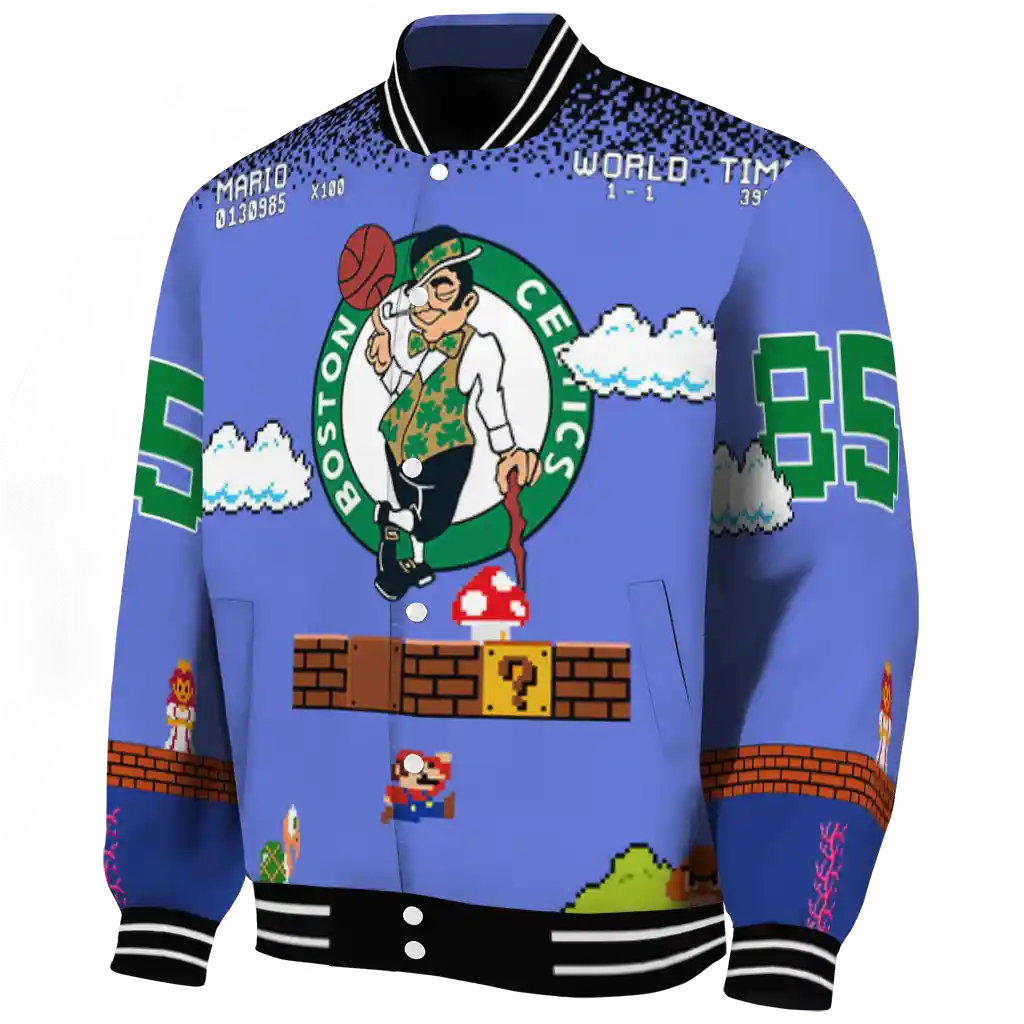 personalized boston celtics mario blocks blue black varsity jacket best selling personalized boston celtics mario blocks blue black varsity jacket best selling