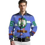 personalized boston celtics mario blocks blue black varsity jacket best selling