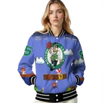 personalized boston celtics mario blocks blue black varsity jacket best selling