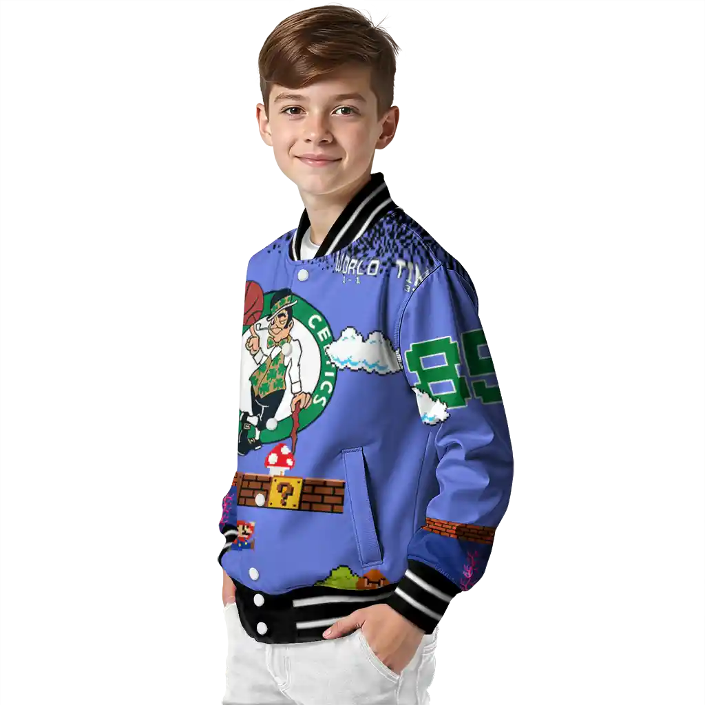 personalized boston celtics mario blocks blue black varsity jacket trendy personalized boston celtics mario blocks blue black varsity jacket trendy