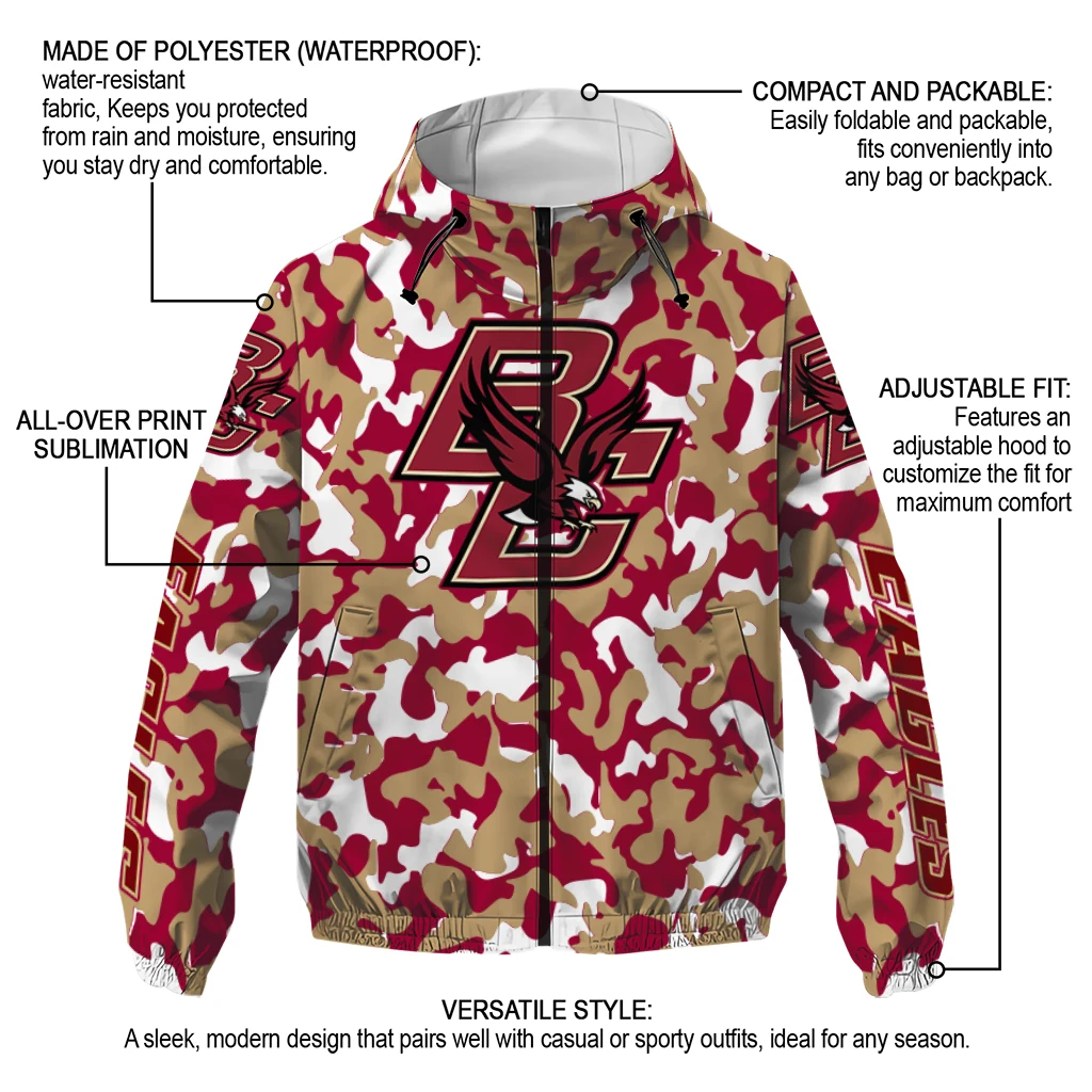 personalized boston college eagles camouflage mashup maroon windbreaker jacket new arrival personalized boston college eagles camouflage mashup maroon windbreaker jacket new arrival