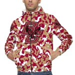 personalized boston college eagles camouflage mashup maroon windbreaker jacket best selling