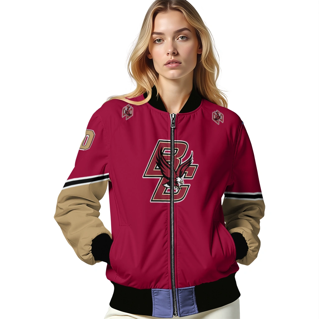 personalized boston college eagles chevron style maroon bomber jacket latest model personalized boston college eagles chevron style maroon bomber jacket latest model