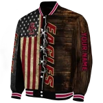 personalized boston college eagles flag wood brown varsity jacket best selling