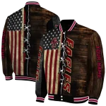 personalized boston college eagles flag wood brown varsity jacket best selling
