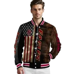 personalized boston college eagles flag wood brown varsity jacket best selling