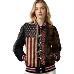 personalized boston college eagles flag wood brown varsity jacket best selling