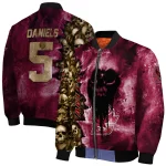 personalized boston college eagles skull cluster maroon bomber jacket best selling