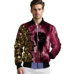 personalized boston college eagles skull cluster maroon bomber jacket best selling