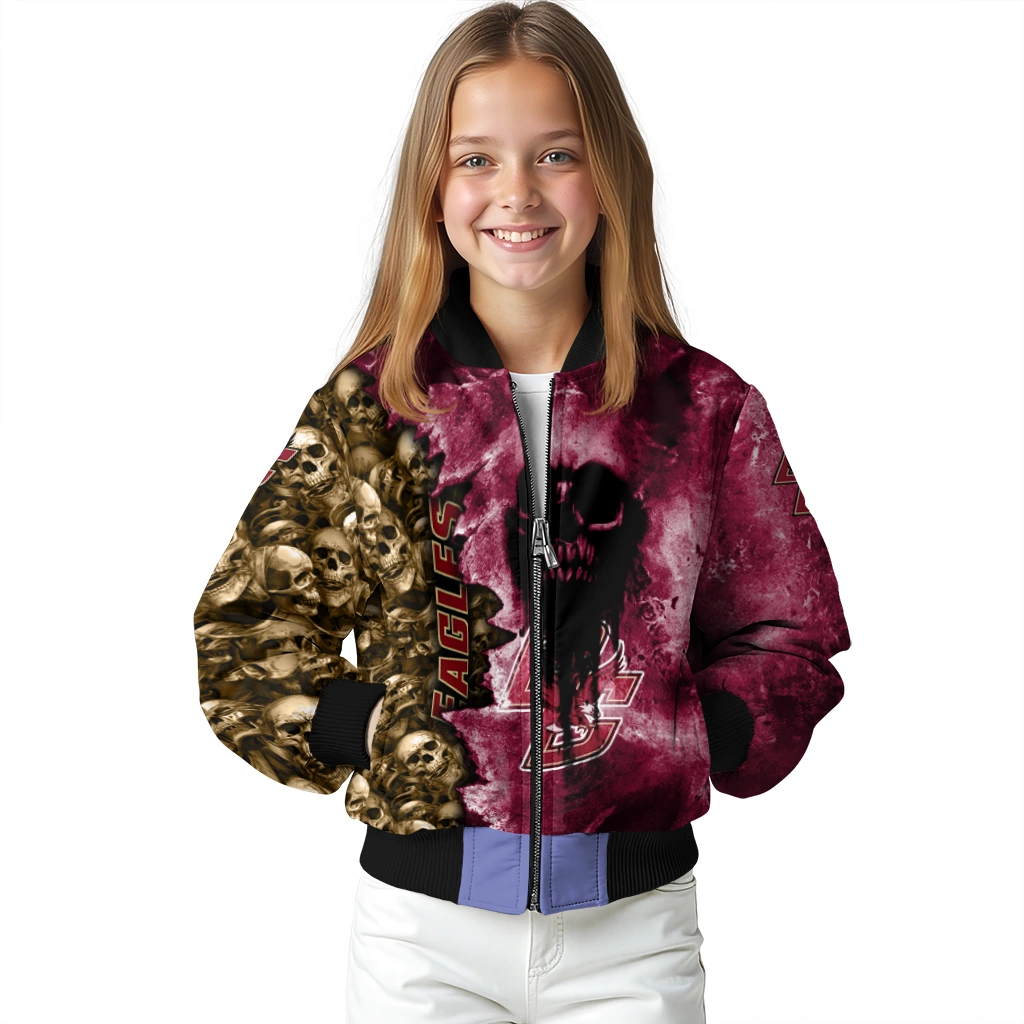 personalized boston college eagles skull cluster maroon bomber jacket top rated personalized boston college eagles skull cluster maroon bomber jacket top rated